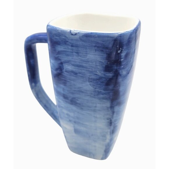 Starbucks Blue Coffee Cup Made in Italy, Blue Ombre 14 oz LARGE Handle Square sh - Picture 1 of 6